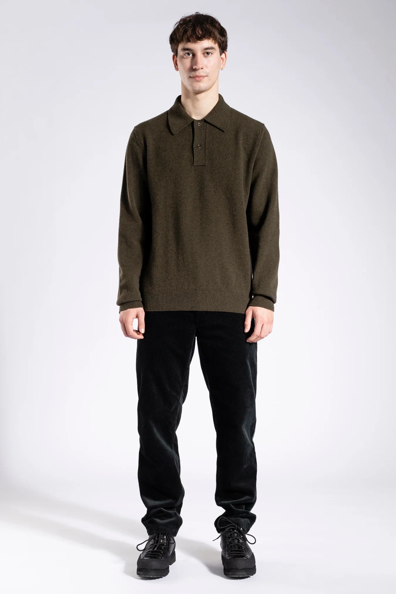 MARCO LAMBSWOOL POLO - DARK OLIVE